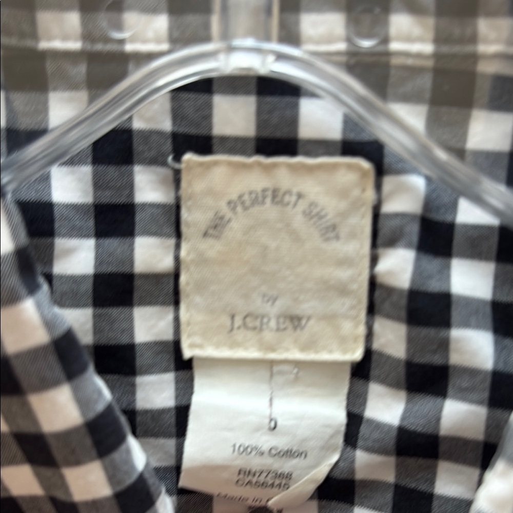 J. Crew Black and White Gingham Button Down Shirt